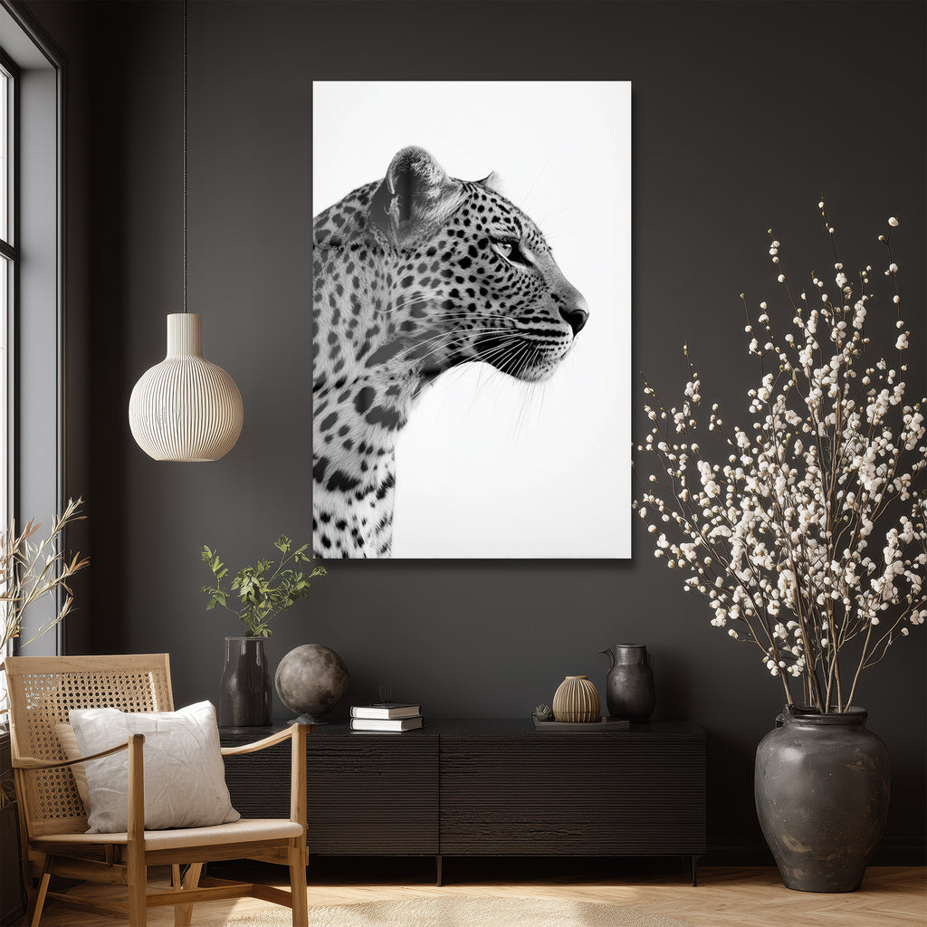 Asil Bakış: Siyah Beyaz Leopar Temperli Cam Tablo