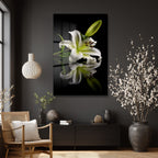 Zarif Beyaz Zambak: Modern Floral Temperli Cam Tablo