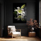 Zarif Beyaz Zambak: Modern Floral Temperli Cam Tablo