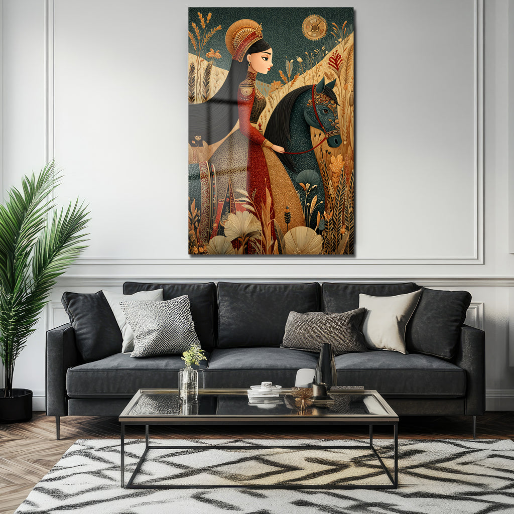 Asil Yolculuk: Oryantal Sanat Temalı Dekoratif Temperli Cam Tablo