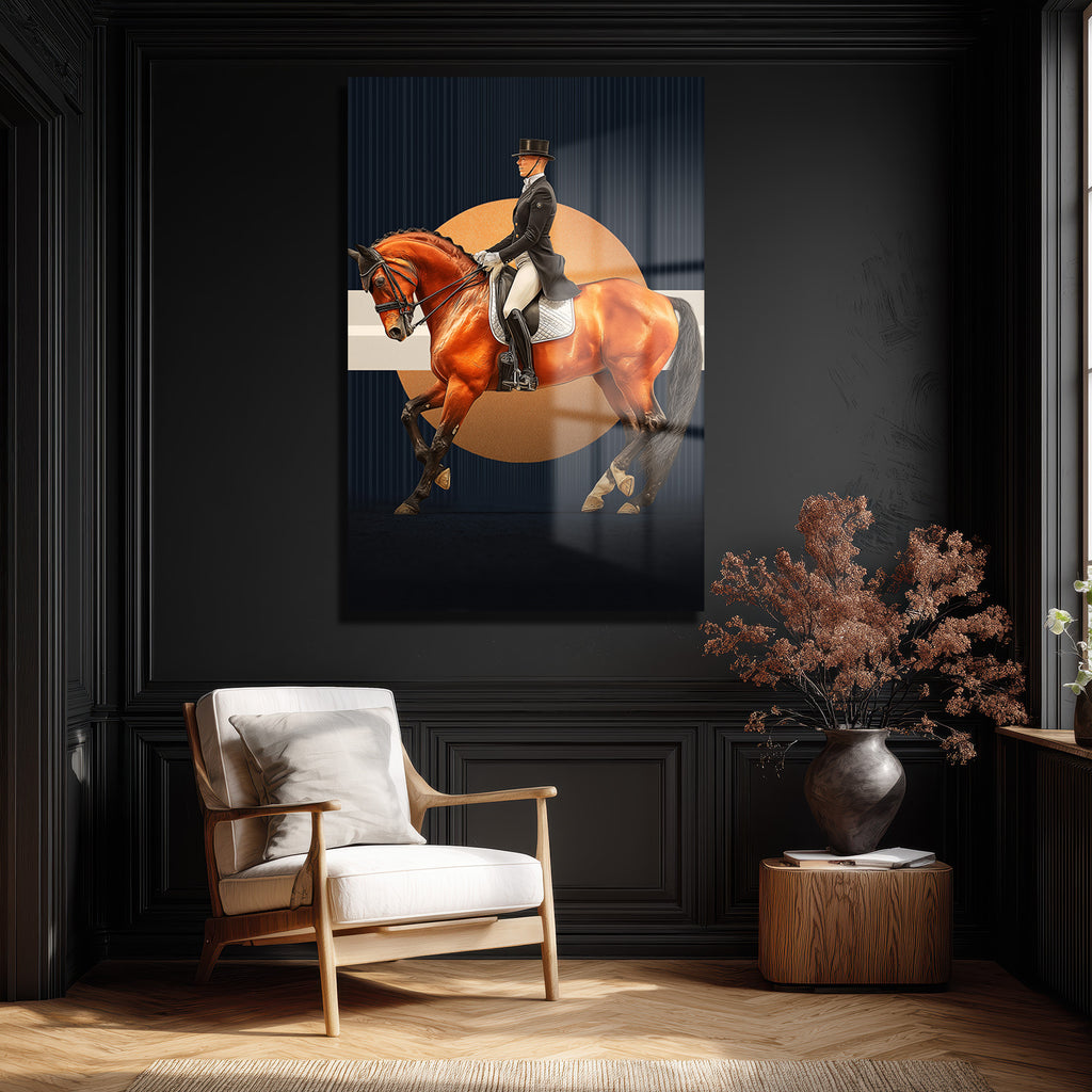 Binicilik Zarafeti: Modern Sanat Temperli Cam Tablo