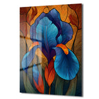 Büyüleyici Mavi Süsen: Modern Sanat Temperli Cam Tablo