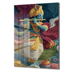İlahi Melodi: Quilling Sanatı Krishna Dekoratif Cam Tablo