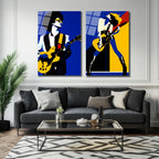 Rock N Roll Enerjisi Pop Art Cam Tablo Seti