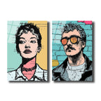 Duo Portre Pop Art Cam Tablo: Modern Ruhların Buluşması