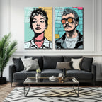 Duo Portre Pop Art Cam Tablo: Modern Ruhların Buluşması