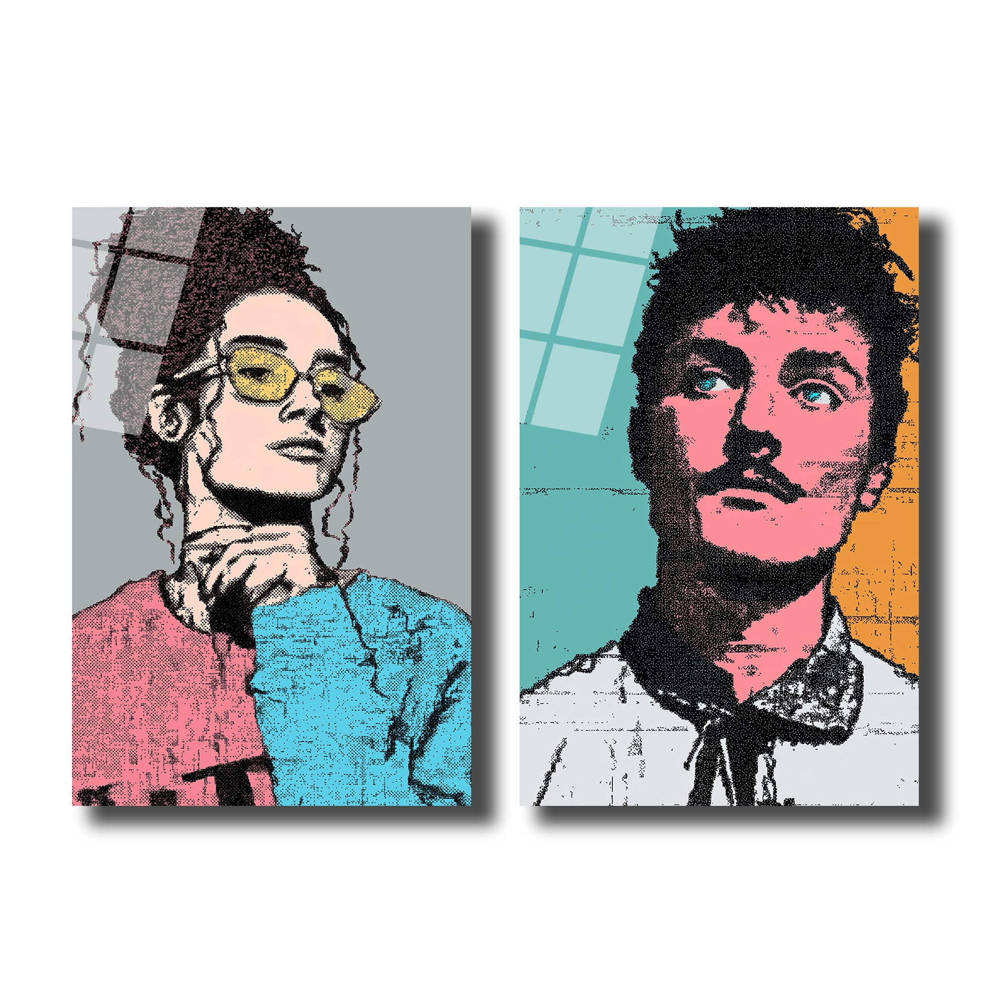 Pop Art Portreler Cam Tablo | Modern Sanat Duvar Dekoru