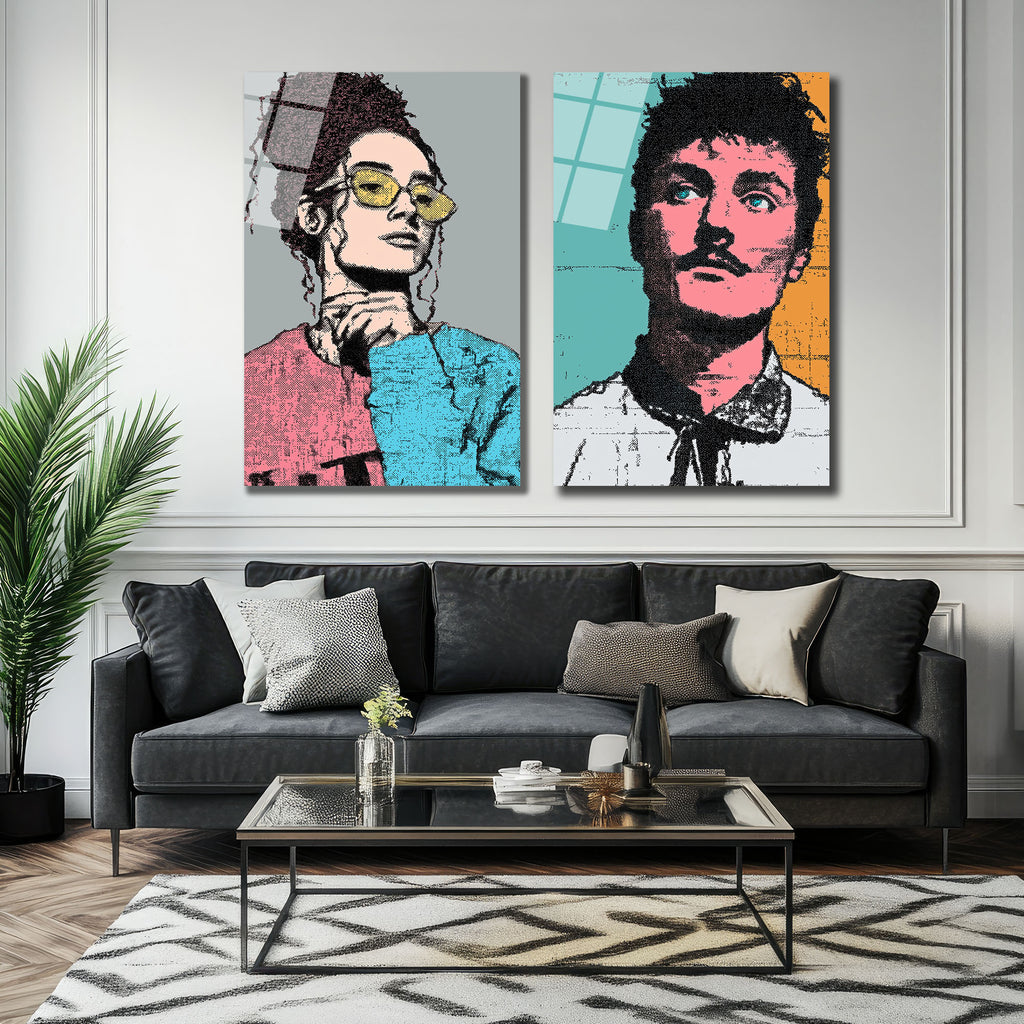 Pop Art Portreler Cam Tablo | Modern Sanat Duvar Dekoru