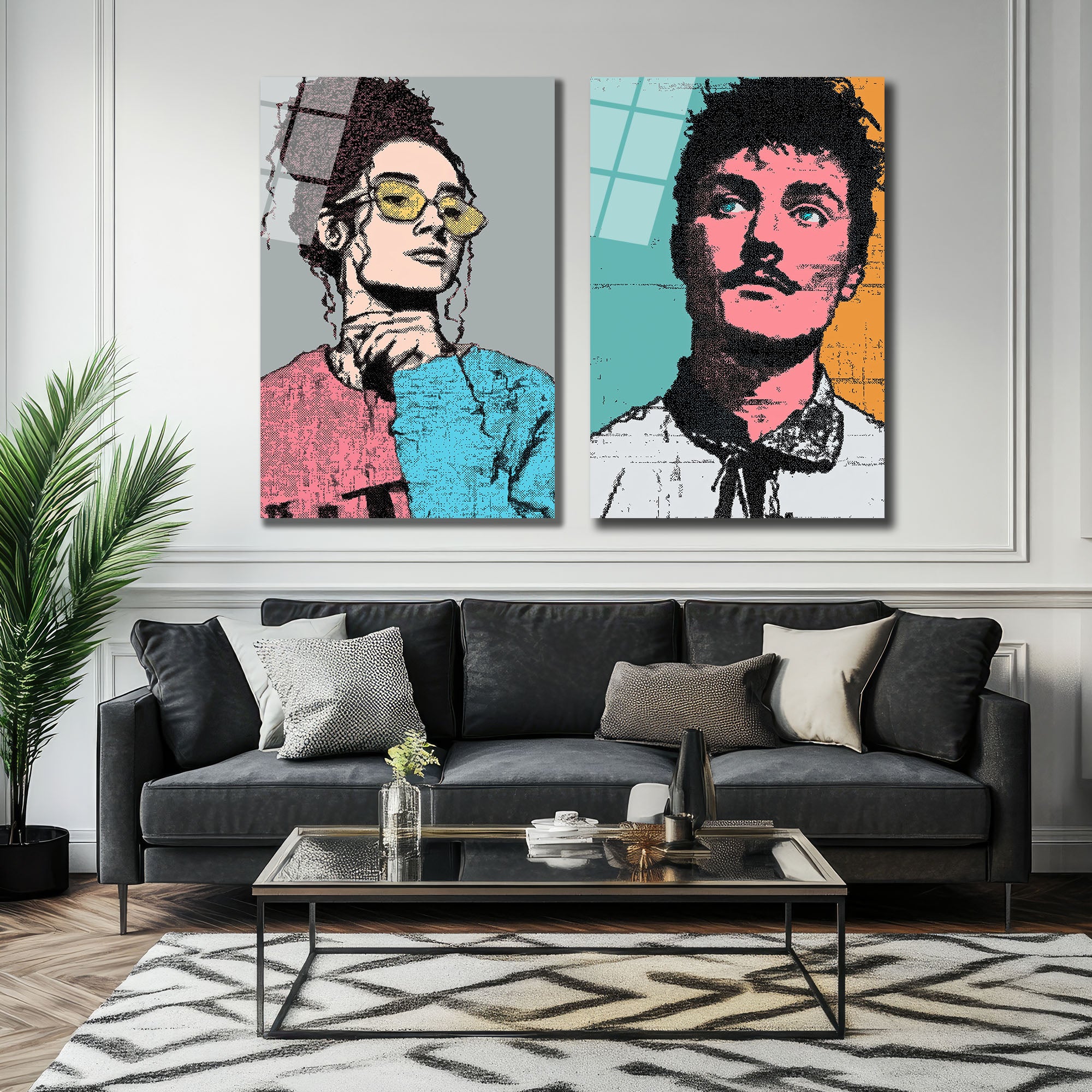 Pop Art Portreler Cam Tablo | Modern Sanat Duvar Dekoru