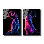 Müzik ve Işık Dansı: Neon DJ Cam Tablo Seti