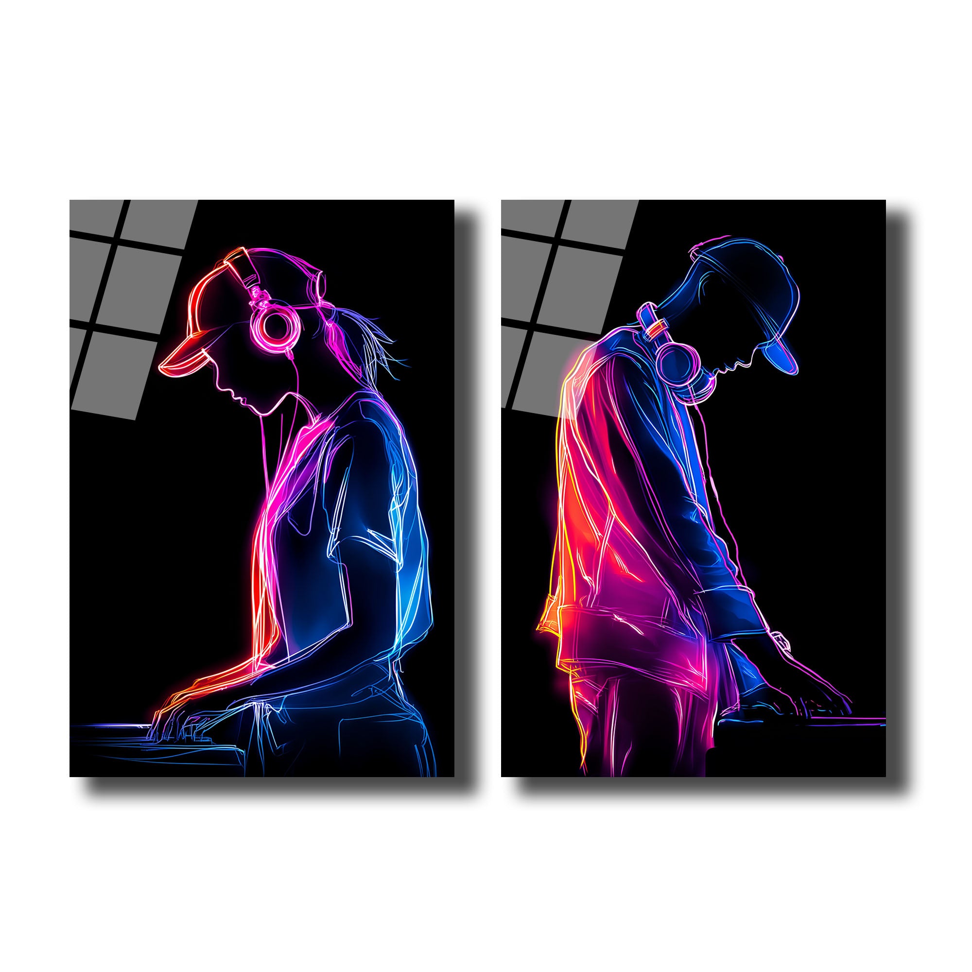 Müzik ve Işık Dansı: Neon DJ Cam Tablo Seti