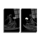Zen Lotus Kadınları Sanatsal Cam Tablo Seti