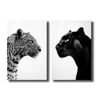Vahşi İkili: Leopar ve Kara Panter Modern Cam Tablo Seti
