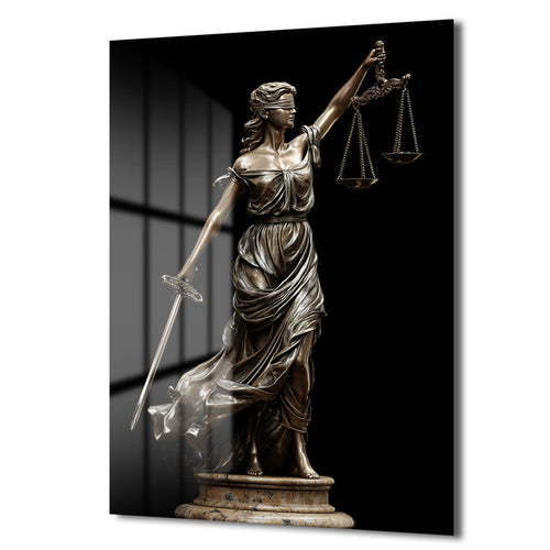 Adalet Tanrıçası Themis Heykeli Modern Cam Tablo