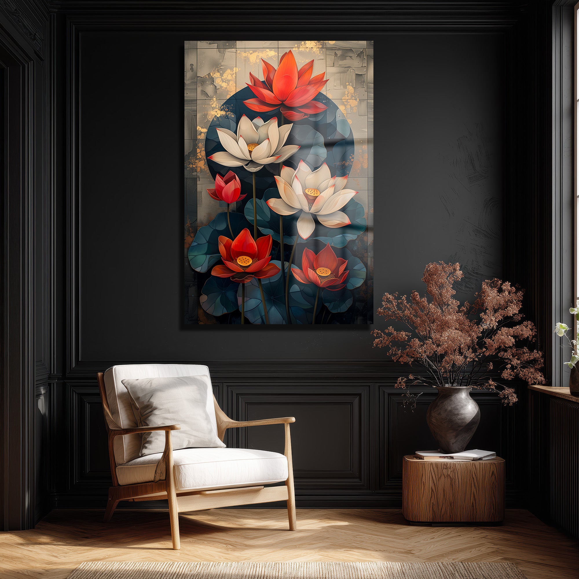 Zen Lotus Çiçekleri Modern Cam Tablo
