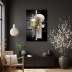 Lüks Altın ve Beyaz Küreler Modern Sanat Cam Tablo