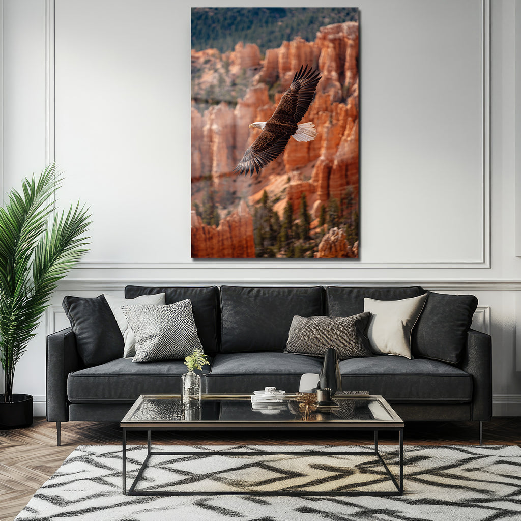 Kartalın Özgür Uçuşu Kanyon Manzaralı Cam Tablo