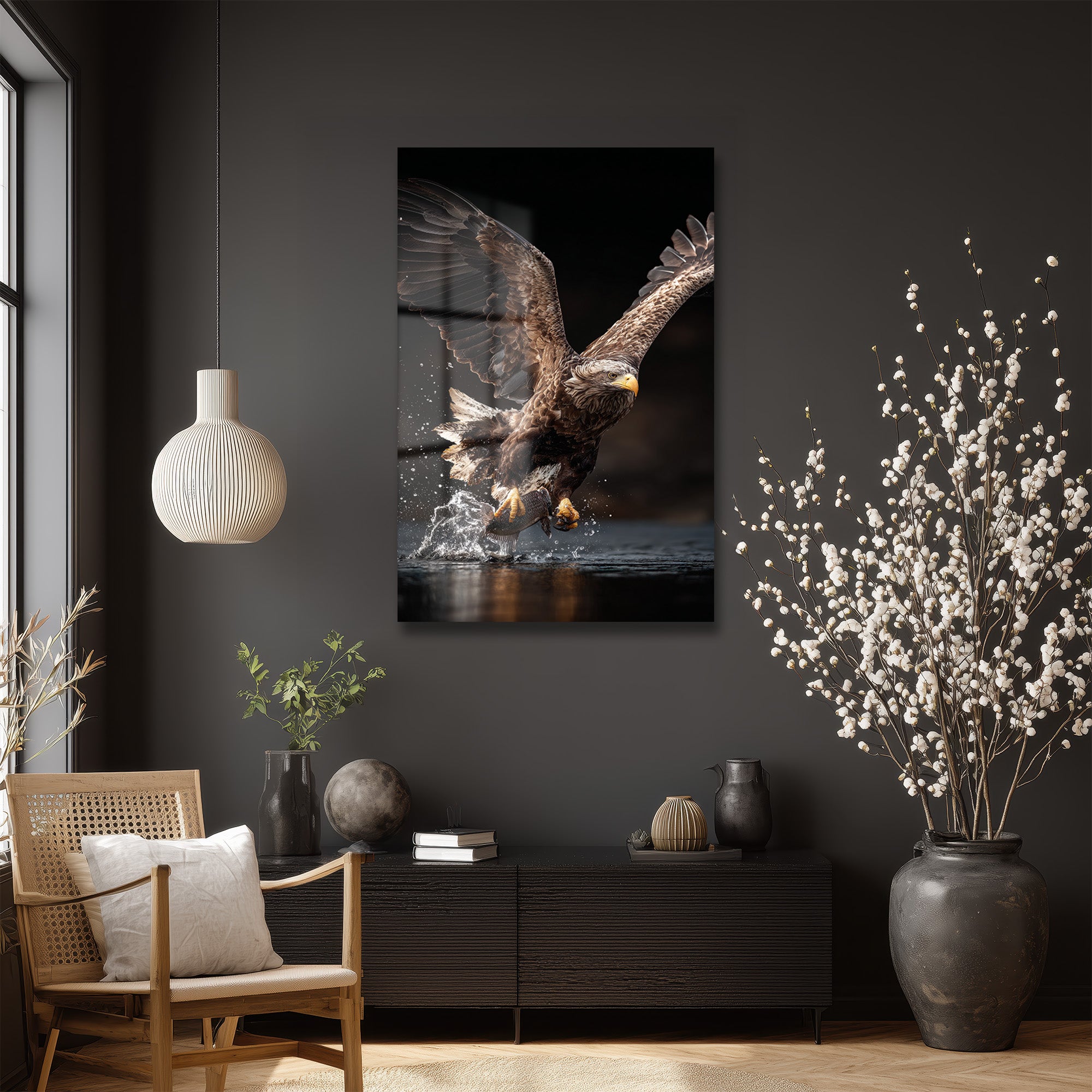 Av Anı Kartal Temalı Cam Tablo