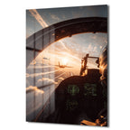 Gökyüzünün Kalbinden: Jetler ve Gün Batımı Cam Tablo