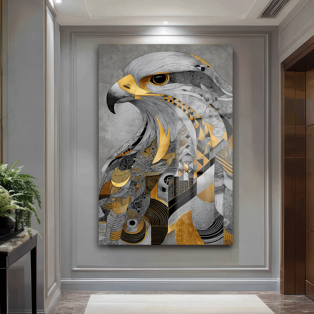 Asil Kartal Geometrik Sanat Cam Tablo | Modern Ev Dekorasyonu