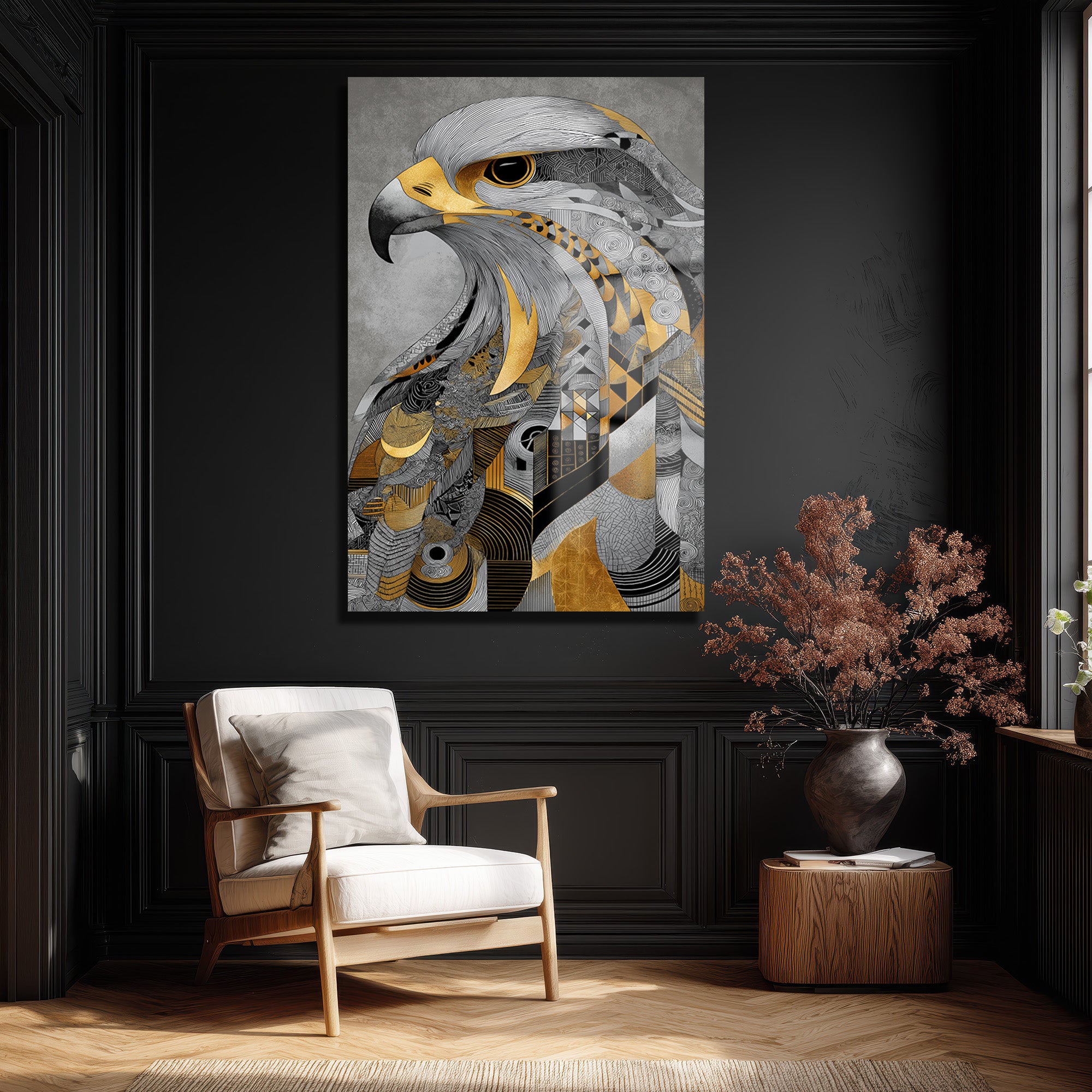 Asil Kartal Geometrik Sanat Cam Tablo | Modern Ev Dekorasyonu