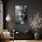 Gizemli Husky Bakışı Cam Tablo - Kurt Sanatı