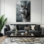 Gizemli Husky Bakışı Cam Tablo - Kurt Sanatı