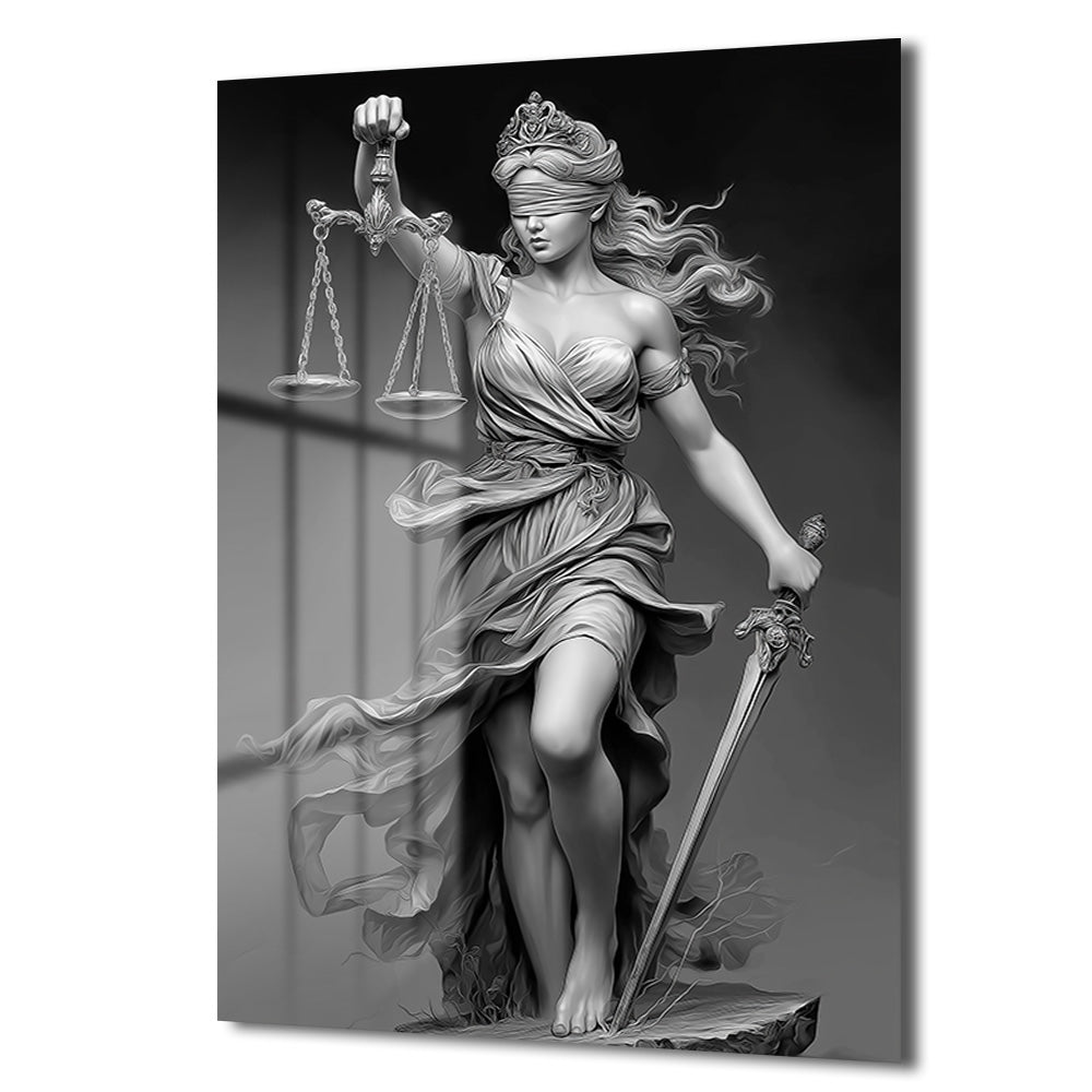 Themis Adalet Tanrıçası Cam Tablo - Hukukun ve Zarafetin Sembolü