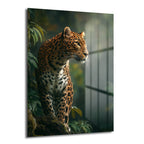 Vahşi Zarafet Leopar Cam Tablo