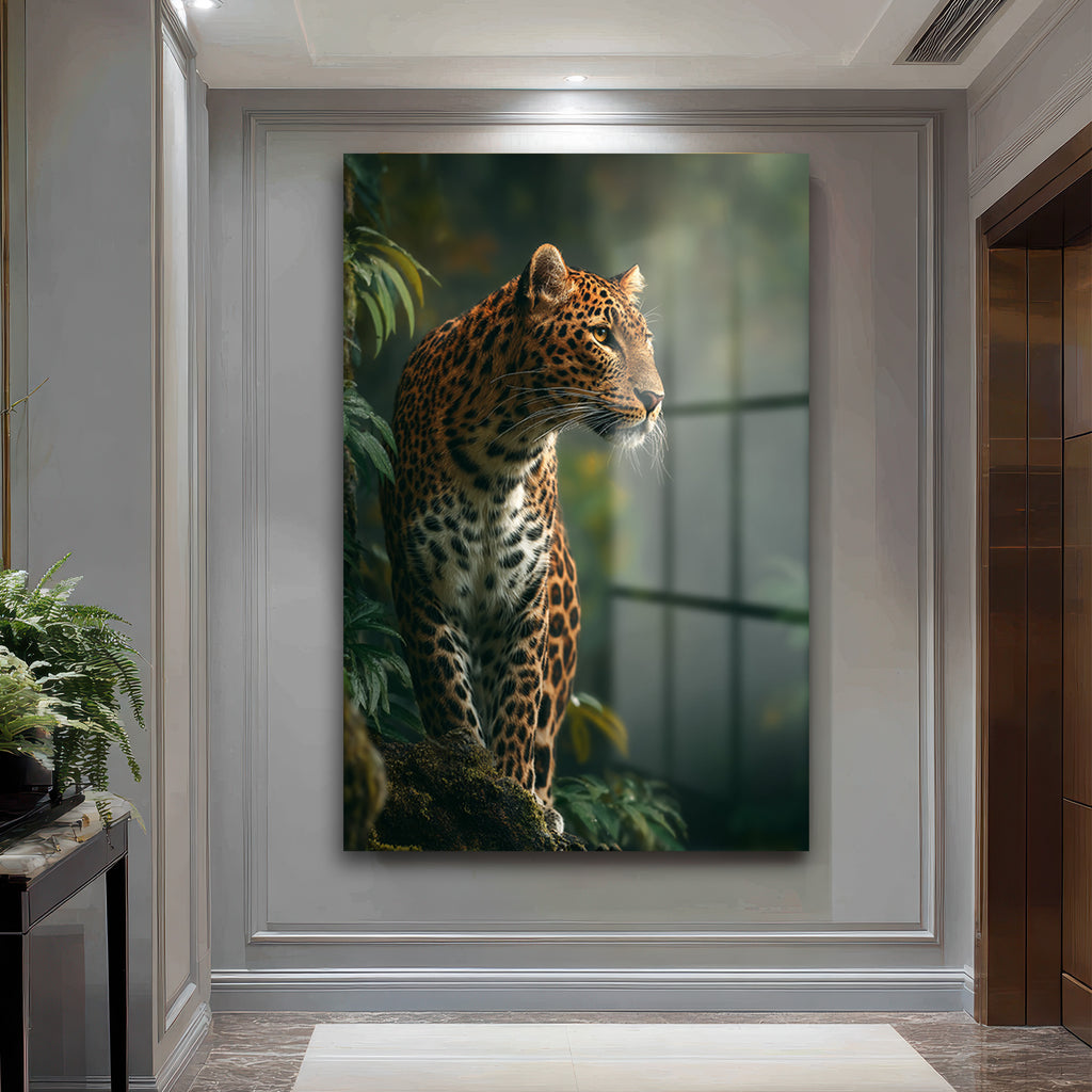 Vahşi Zarafet Leopar Cam Tablo