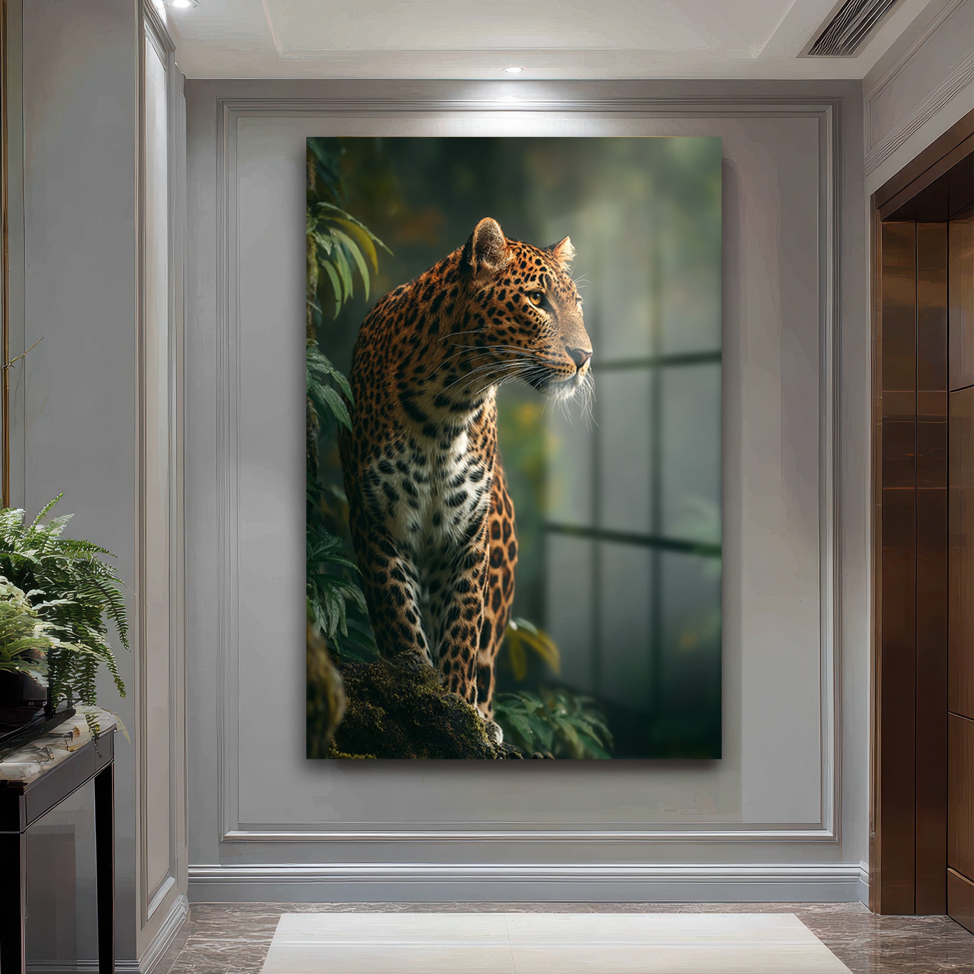Vahşi Zarafet Leopar Cam Tablo