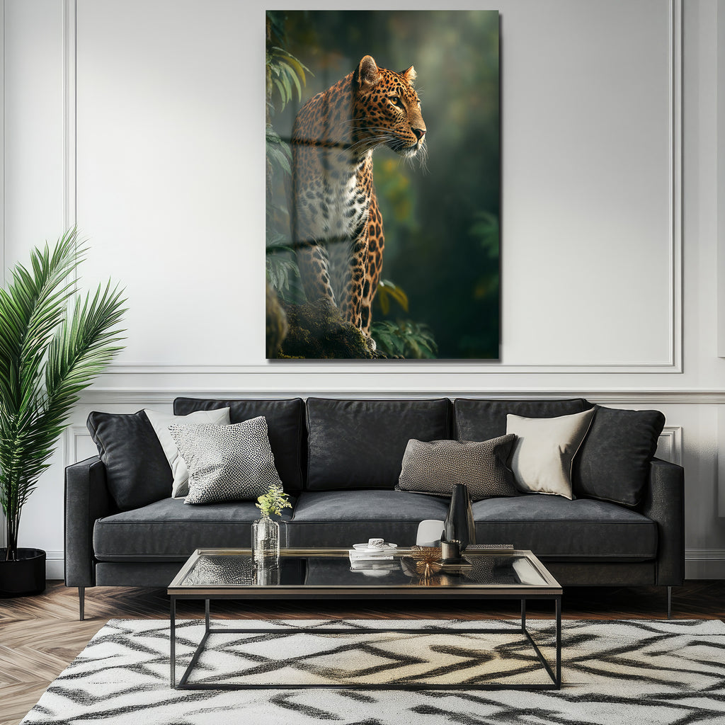 Vahşi Zarafet Leopar Cam Tablo