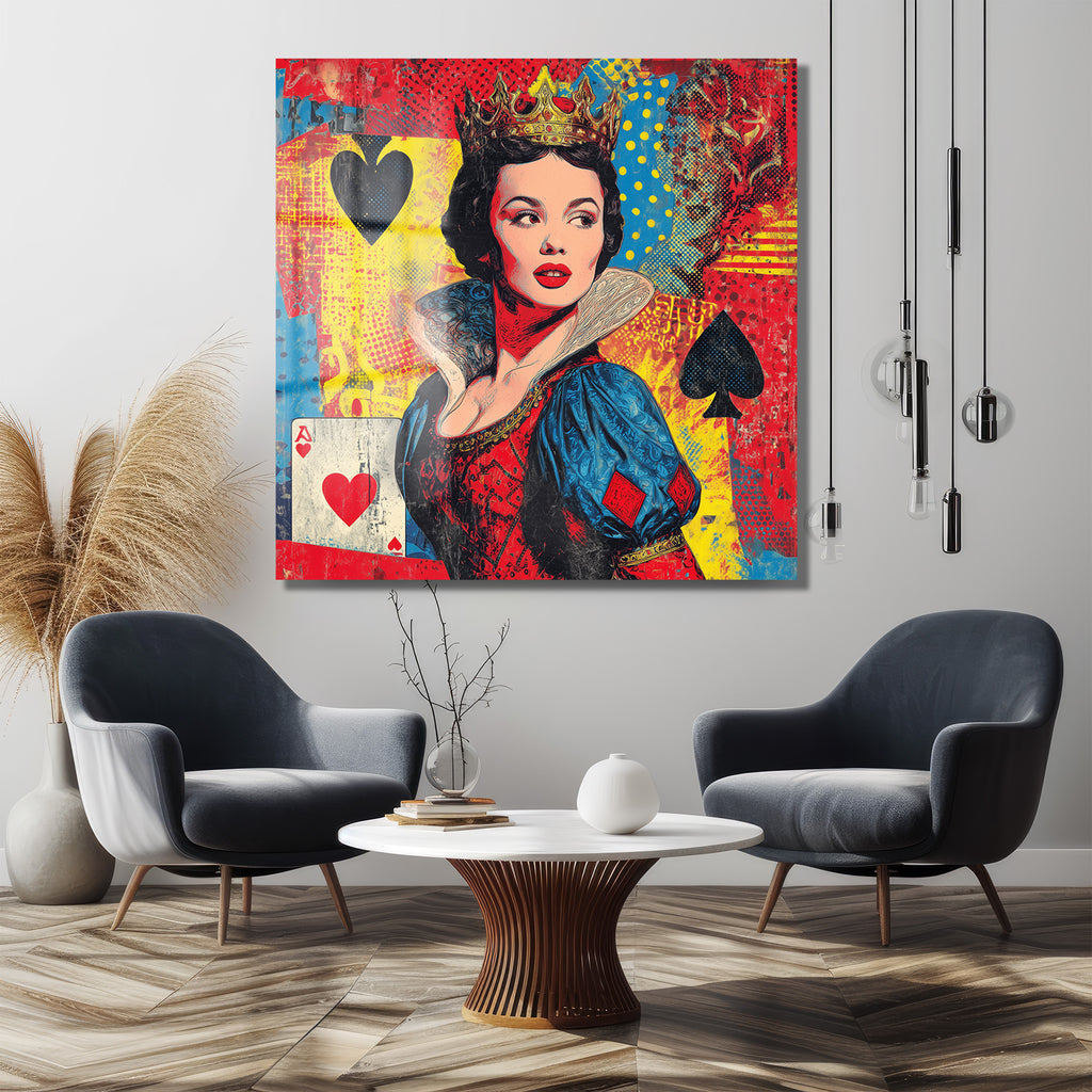 Kraliçe Pop Art Cam Tablo - Duvarlarınızı Sanatla Buluşturun
