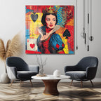 Kraliçe Pop Art Cam Tablo - Duvarlarınızı Sanatla Buluşturun