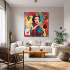 Kraliçe Pop Art Cam Tablo - Duvarlarınızı Sanatla Buluşturun
