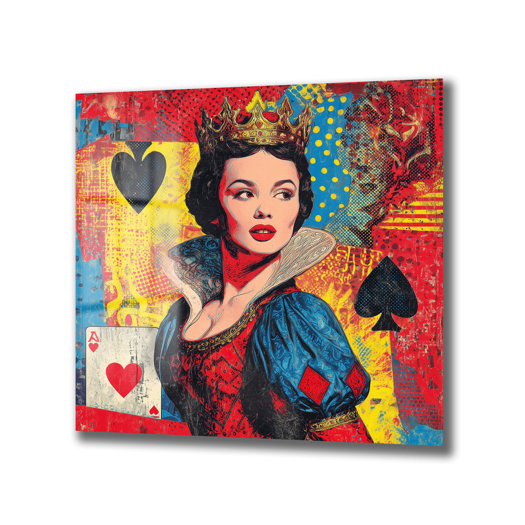 Kraliçe Pop Art Cam Tablo - Duvarlarınızı Sanatla Buluşturun