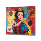 Kraliçe Pop Art Cam Tablo - Duvarlarınızı Sanatla Buluşturun