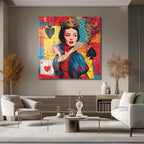 Kraliçe Pop Art Cam Tablo - Duvarlarınızı Sanatla Buluşturun