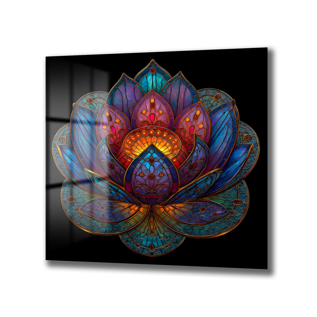 Büyüleyici Lotus Çiçeği Cam Tablo - Ruhani Dokunuşlarla Modern Sanat