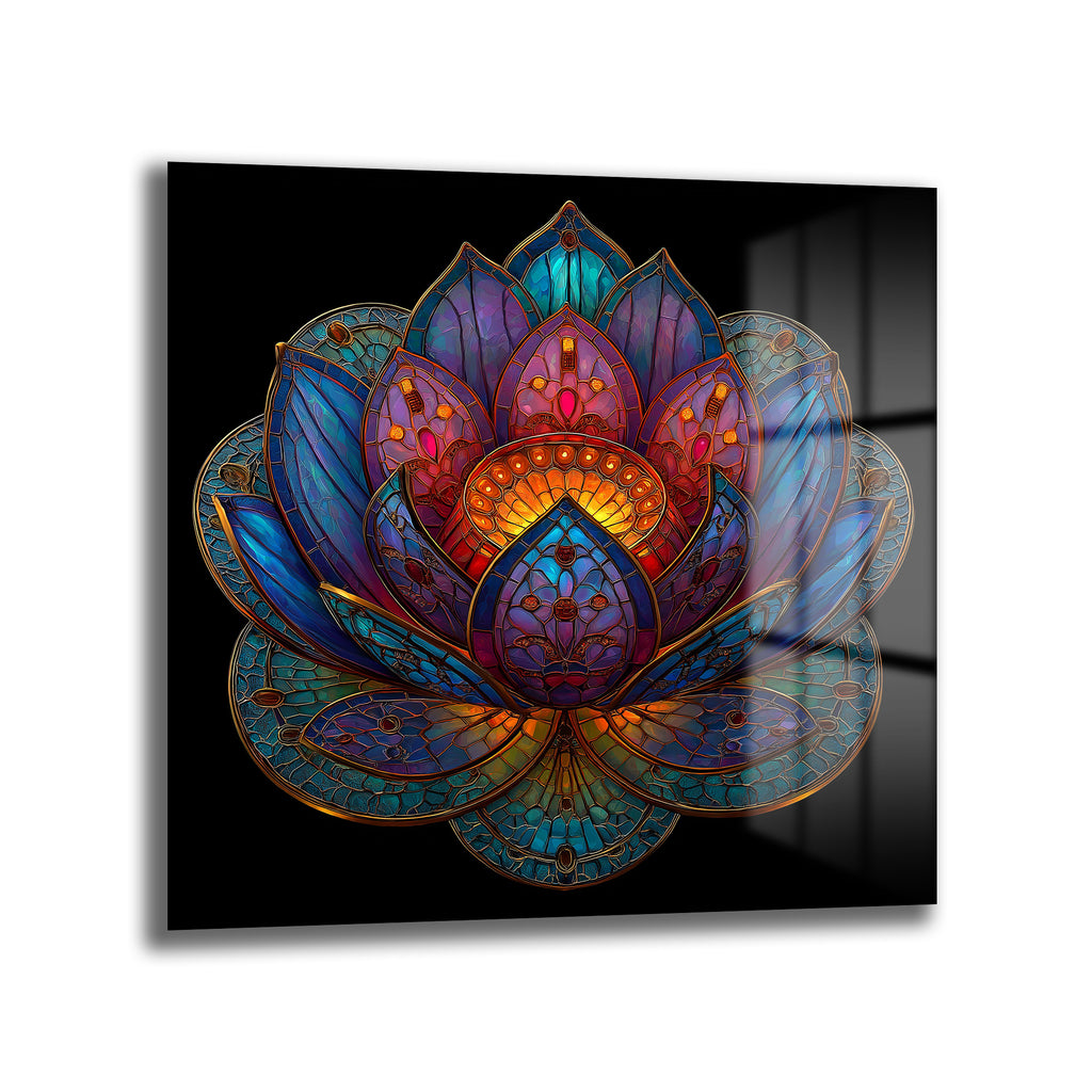 Büyüleyici Lotus Çiçeği Cam Tablo - Ruhani Dokunuşlarla Modern Sanat