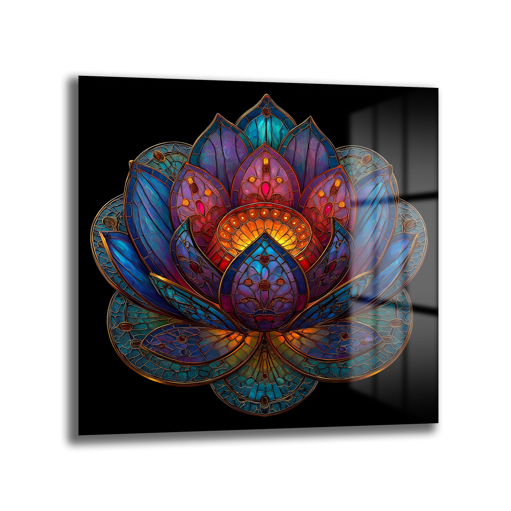Büyüleyici Lotus Çiçeği Cam Tablo - Ruhani Dokunuşlarla Modern Sanat