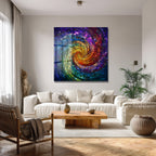 Gökkuşağı Mozaik Spiral Cam Tablo | Enerjik Renklerle Mekanlara Dinamizm