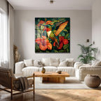 Vitray Sanatı Kolibri ve Hibiskus Cam Tablo