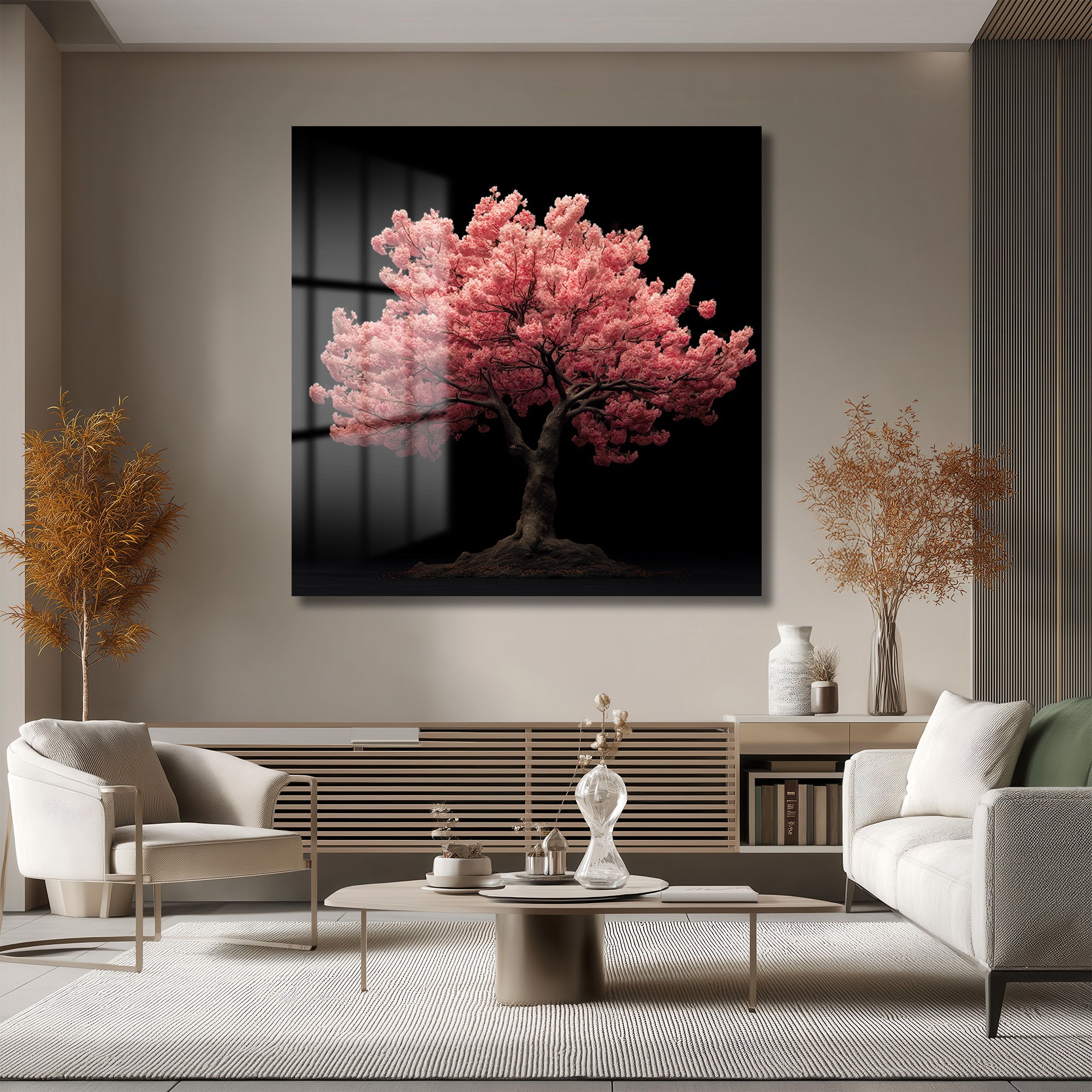 Büyüleyici Sakura Ağacı Cam Tablo - Japon Kiraz Çiçekleri