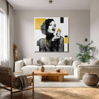 Art Deco Glamour: Altın Zar ve Gizemli Kadın Cam Tablo