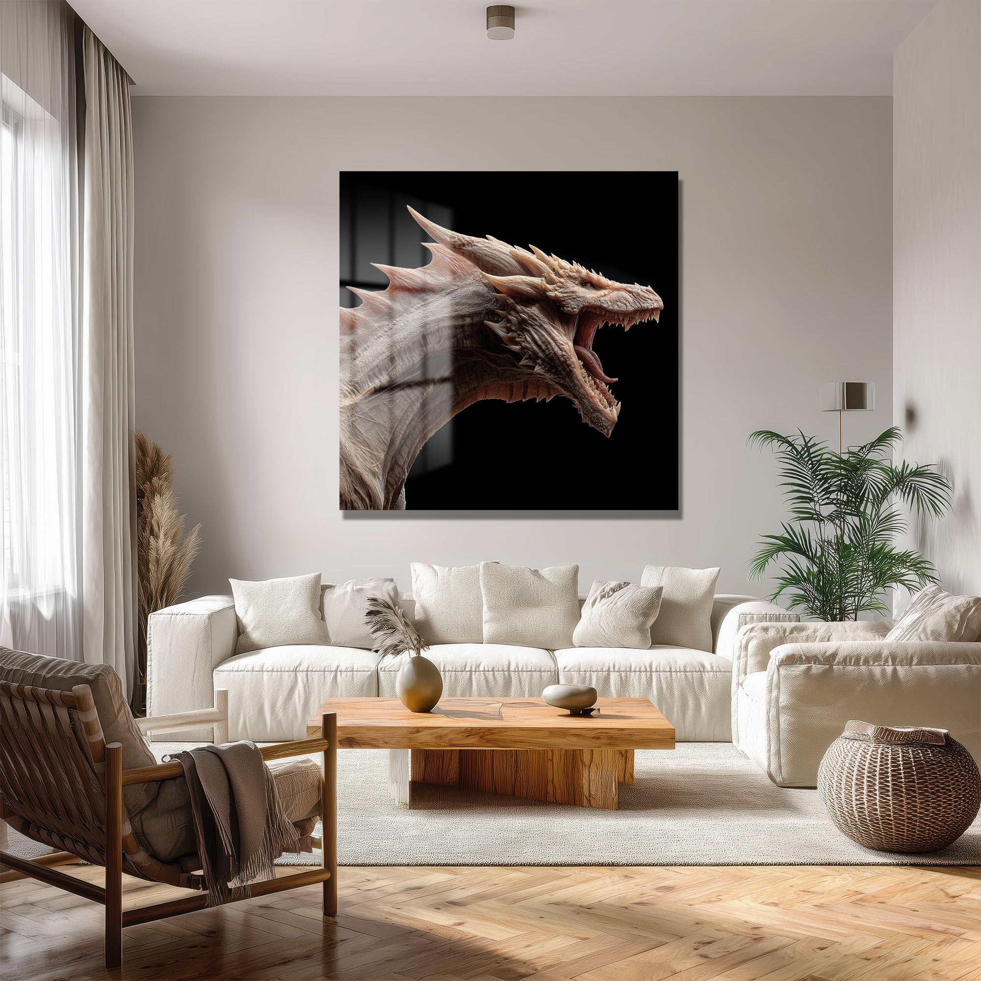 Destansı Ejderha Kükreyişi Cam Tablo - Fantastik Sanat Eseri