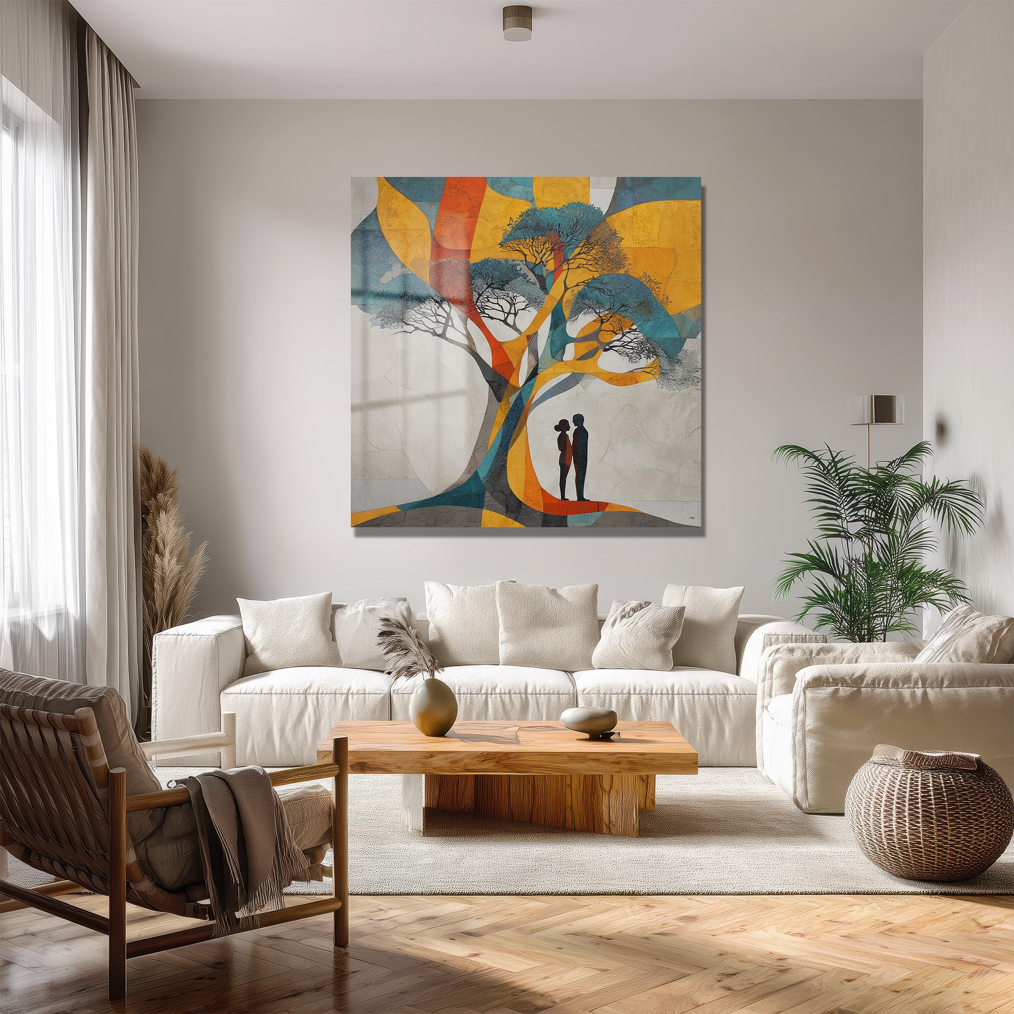 Aşk Ağacı Soyut Tasarım Modern Cam Tablo