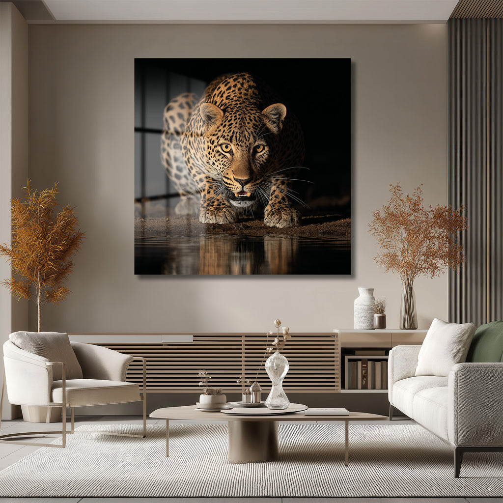 Vahşi Zarafet: Leopar Bakışı Modern Cam Tablo