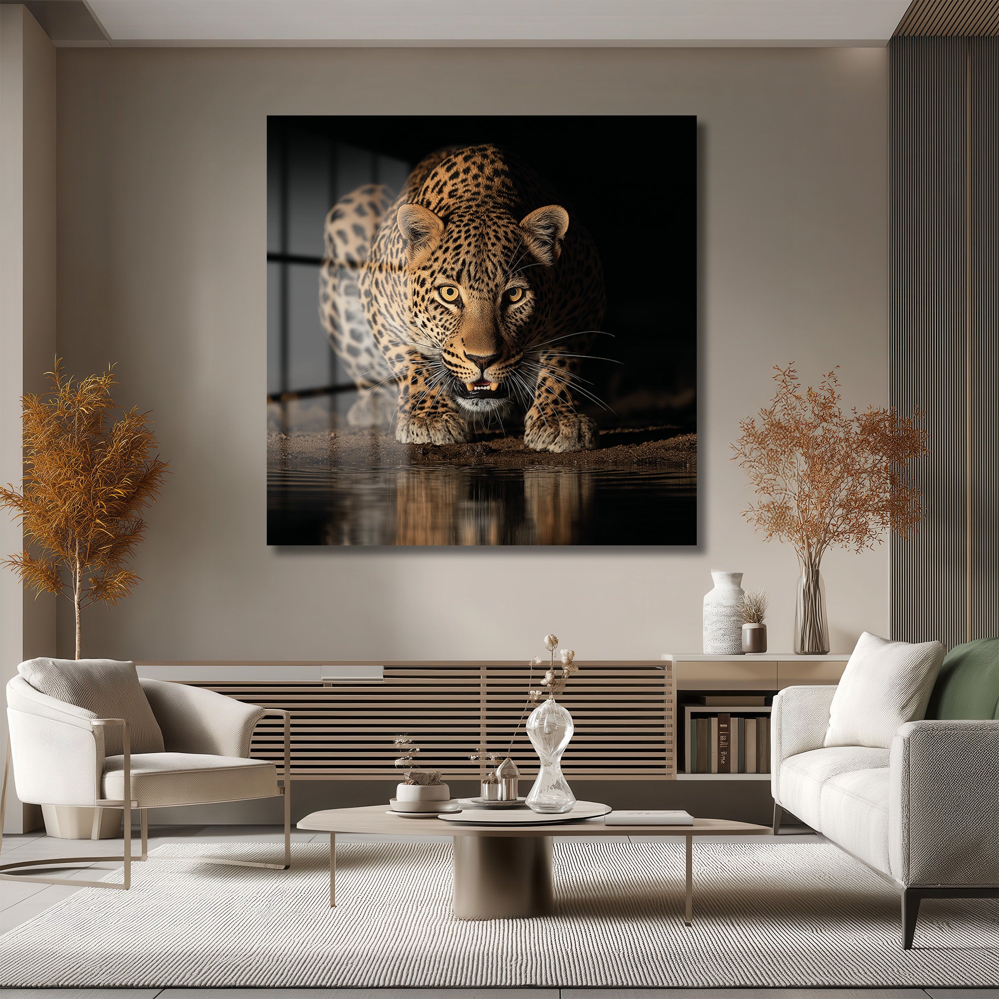 Vahşi Zarafet: Leopar Bakışı Modern Cam Tablo