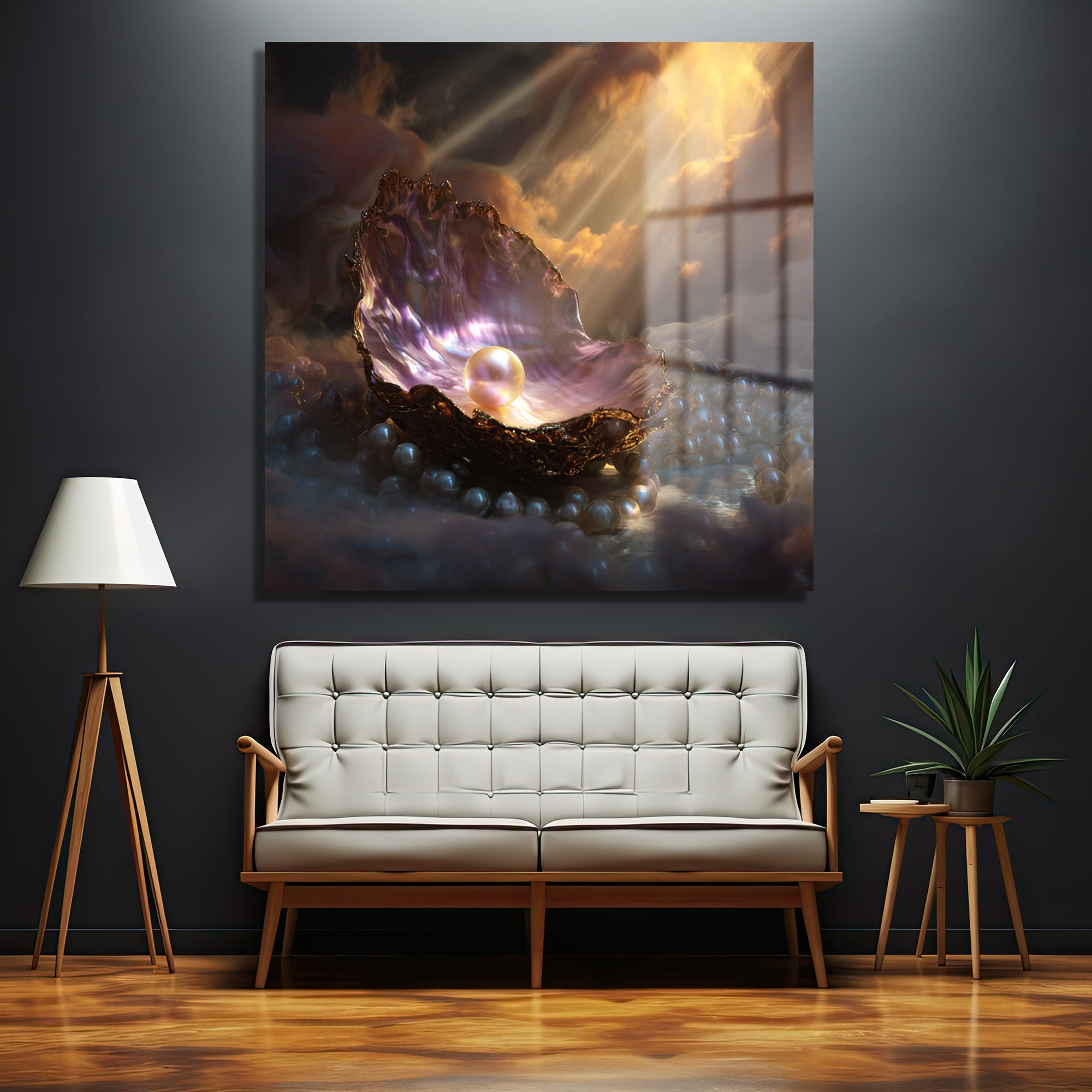 Göksel Işık Altında Parlayan İnci Cam Tablo